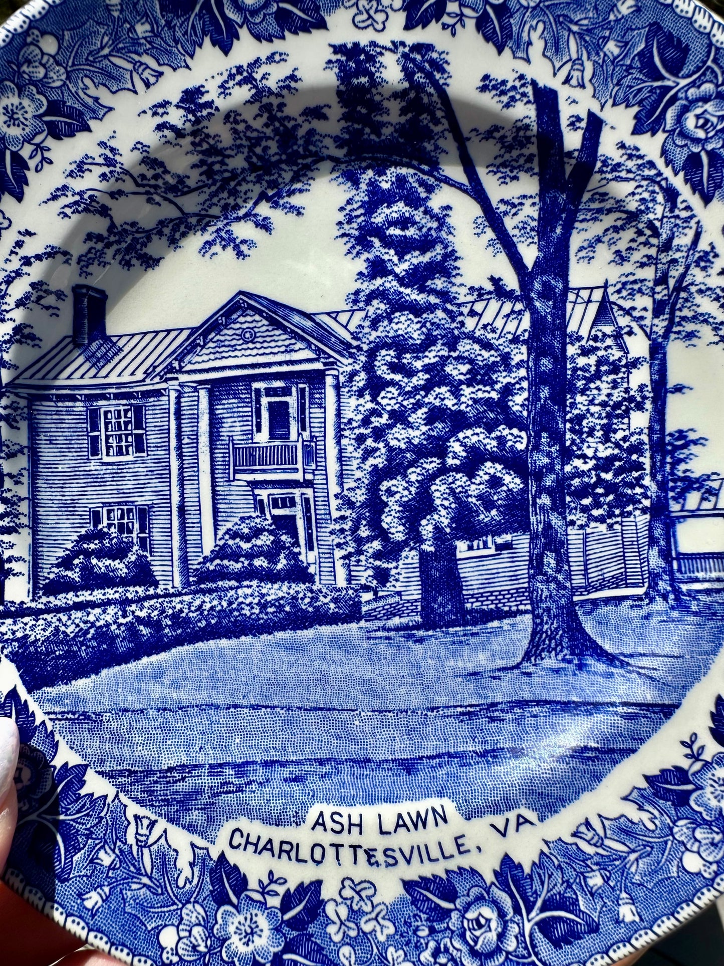 Old English Staffordshire Ware Virginia Historical Blue Transferware Plates | 2 Designs