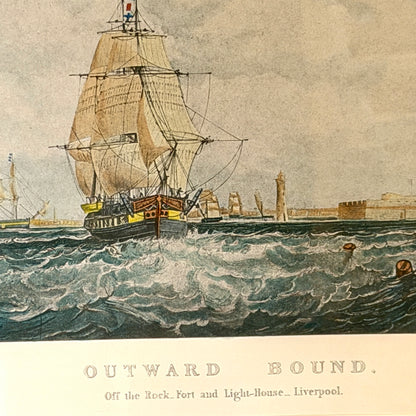 Rare Set of 2 custom antique engraving wall art named "OUTWARD & HOMEWARD BOUND" by S. Walters