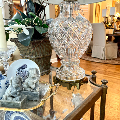 Statuesque Designer  Vintage Crystal & brass fretwork heirloom lamp