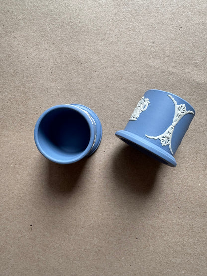 Light blue pair of Wedgewood ornate match holders 2”