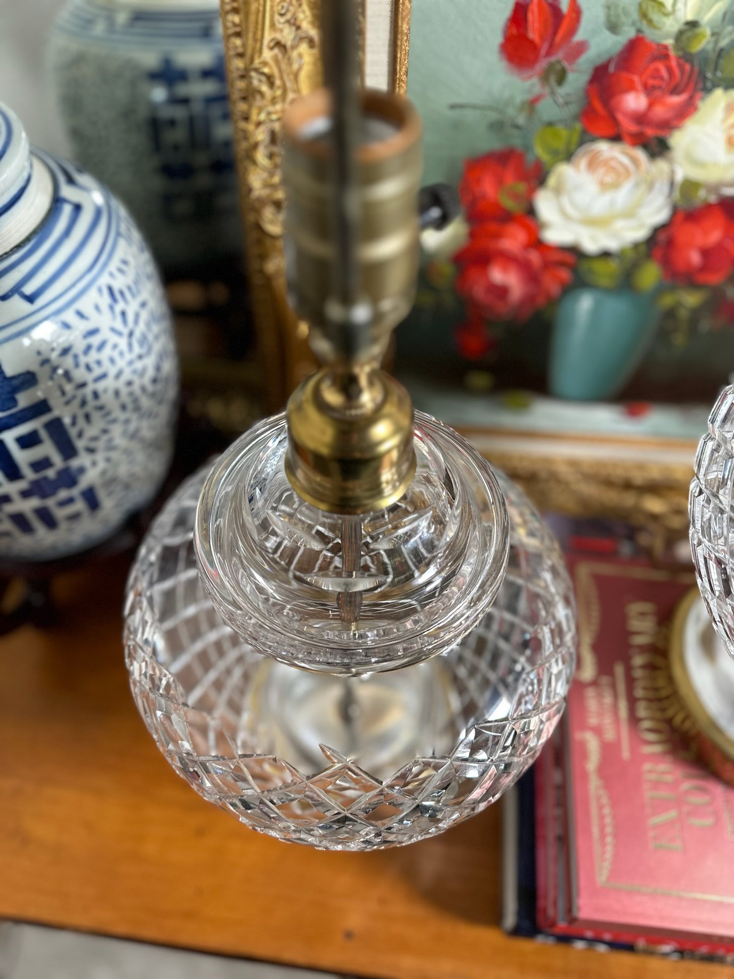 GORGEOUS Vintage WATERFORD Crystal "Alana" Ginger Jar Lamp Pair