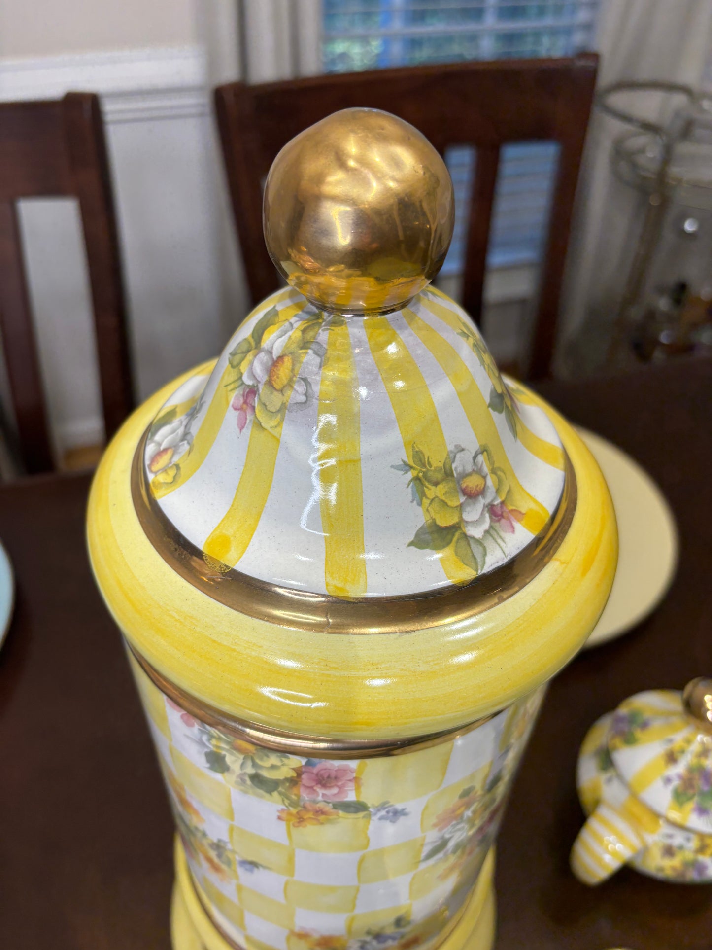 Vintage Mackenzie Childs Dandy Lion 17 1/4” tall lidded canister!