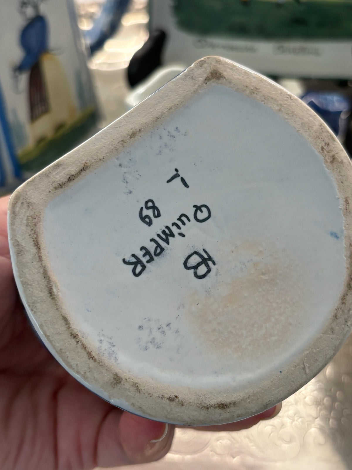 WCCR Charitable Item #112 | HB Quimper France Faience Single Inkwell | Hand-Painted French Pottery