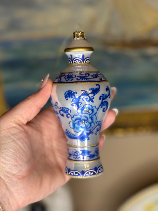 Kurt S. Adler | Blue & White Chinoiserie Glass Vase Christmas Ornament | Holiday Tree Decor | Style 2
