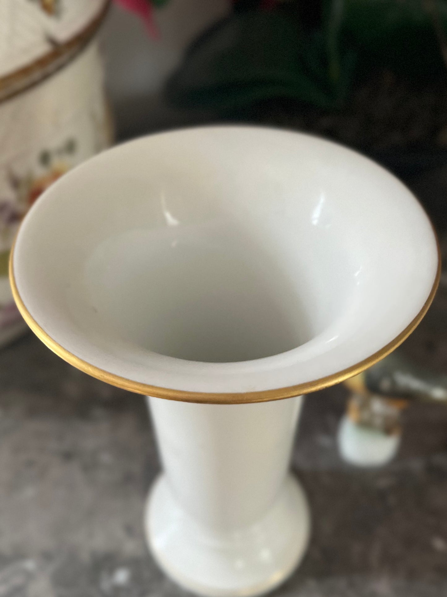 Live 06/22 Elegant KPM Porcelain Trumpet Vase with Gilt Rim