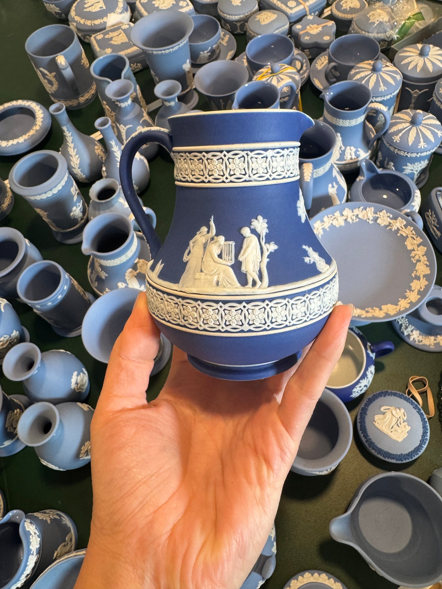 Reserved royal blue antique pitcher 4.5”
