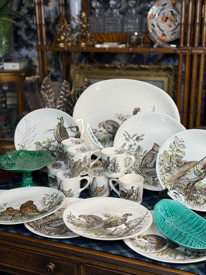Vintage Johnson Brothers “Game Birds”English Dinnerware Set | 17 Pieces | 8 Dinner Plates, 8 Mugs & Large Platter | Vintage England