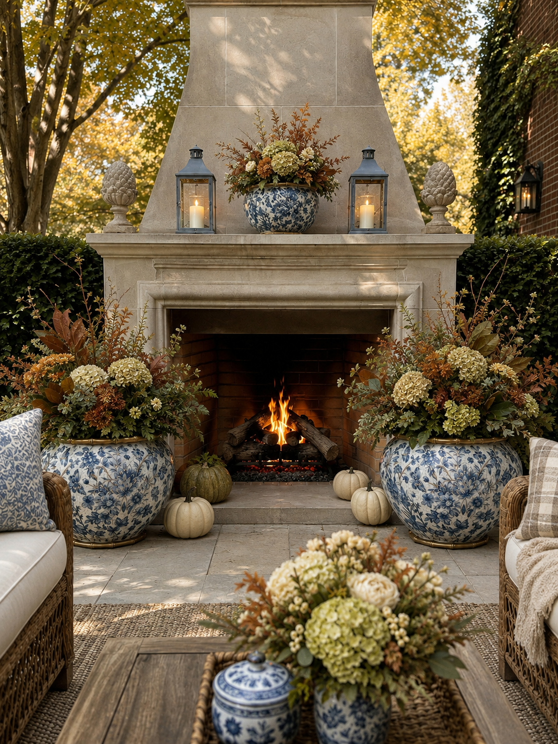 Danny’s Fine Porcelain - Midnight Garden Porcelain Floral Round Planter W/ Bronze Ormolu, 12"L x 12"W x 9"H