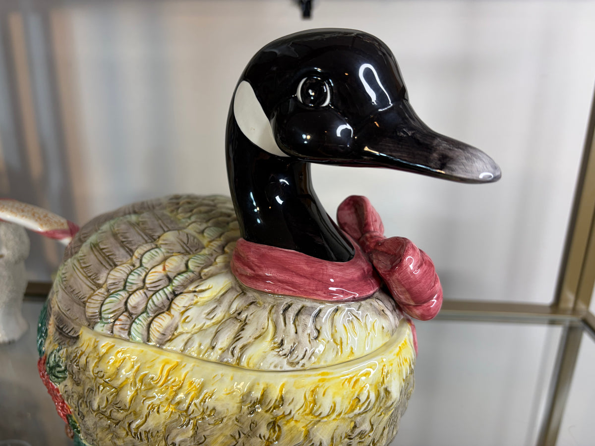 Beautiful Christmas goose tureen with ladle!