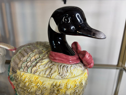 Beautiful Christmas goose tureen with ladle!