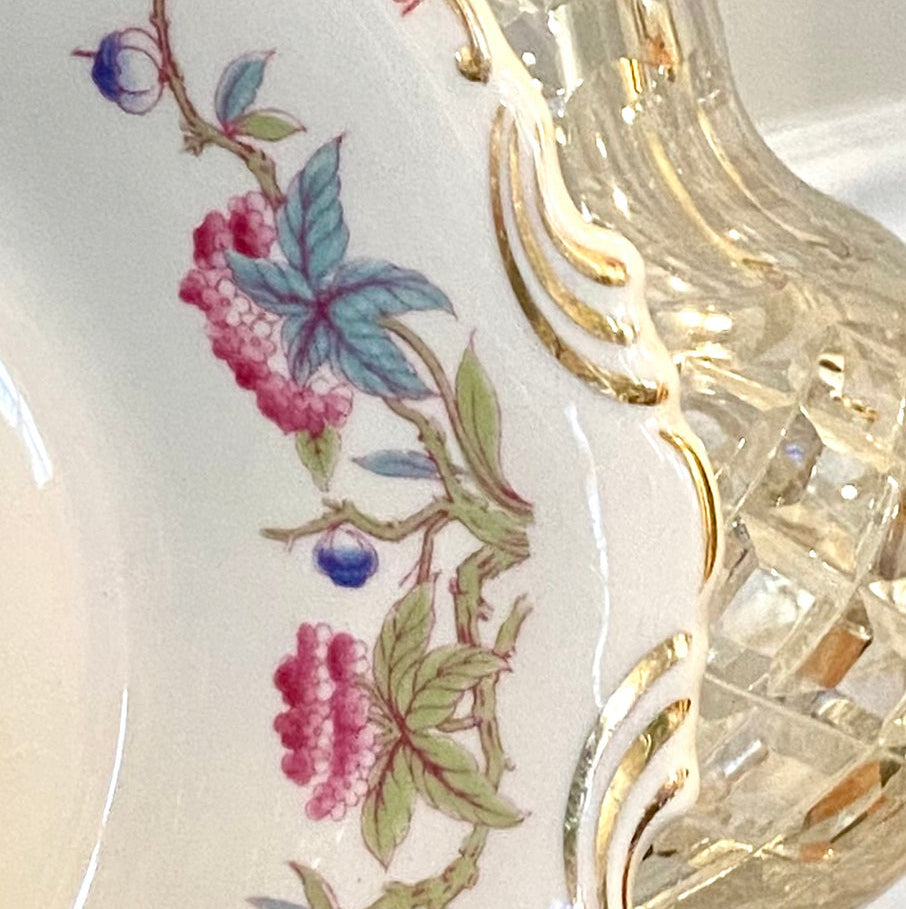 Lovely vintage porcelain rose canton chinoiserie designer oval serving platter
