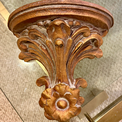 Vintage gold gilt floral resin wall sconce 10 in