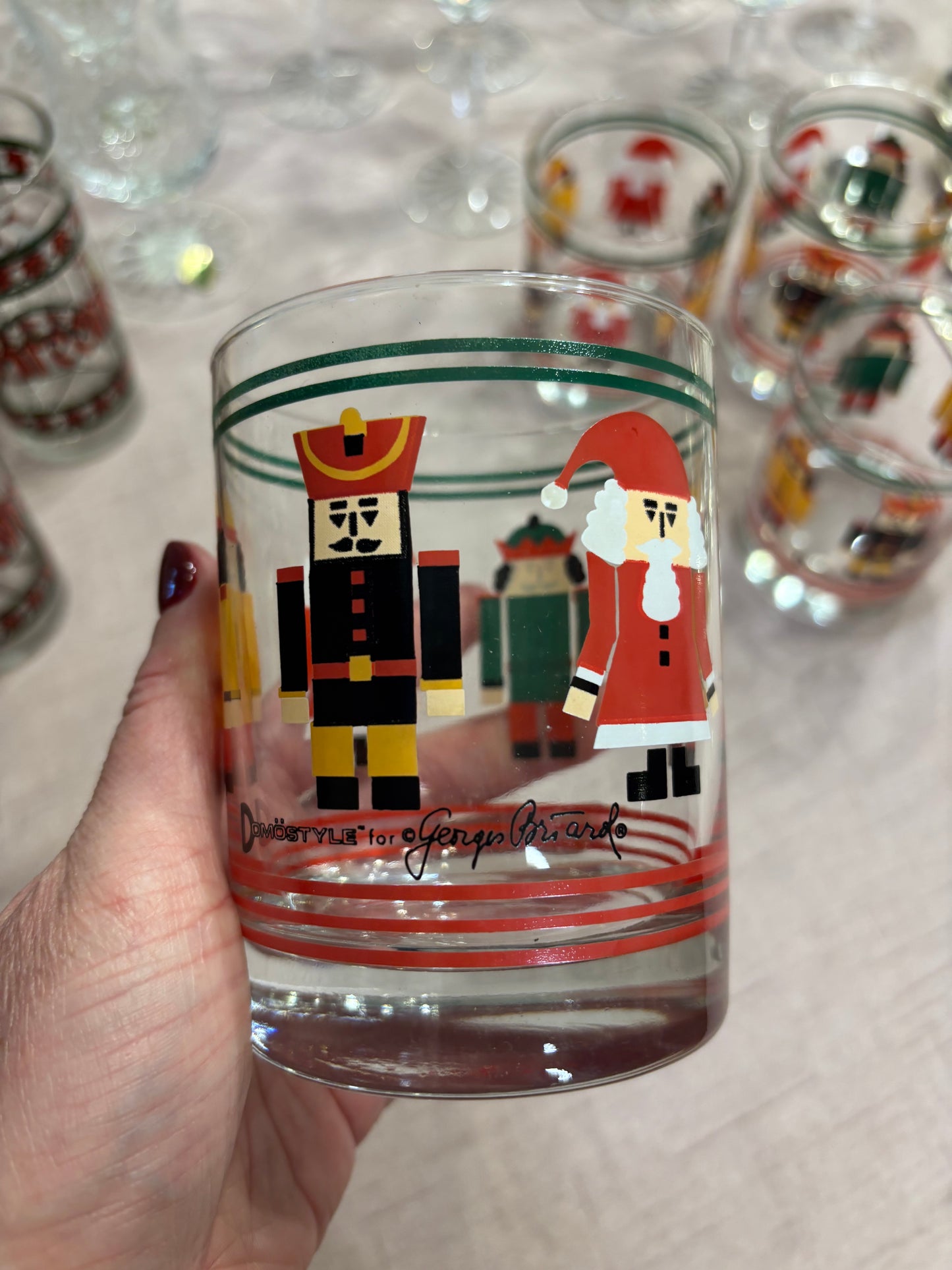Georges Briard Christmas nutcracker and Santa glasses set of 4!
