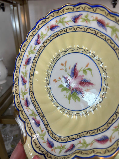 Gorgeous vintage Chelsea House hand-painted botanical porcelain scalloped dish!