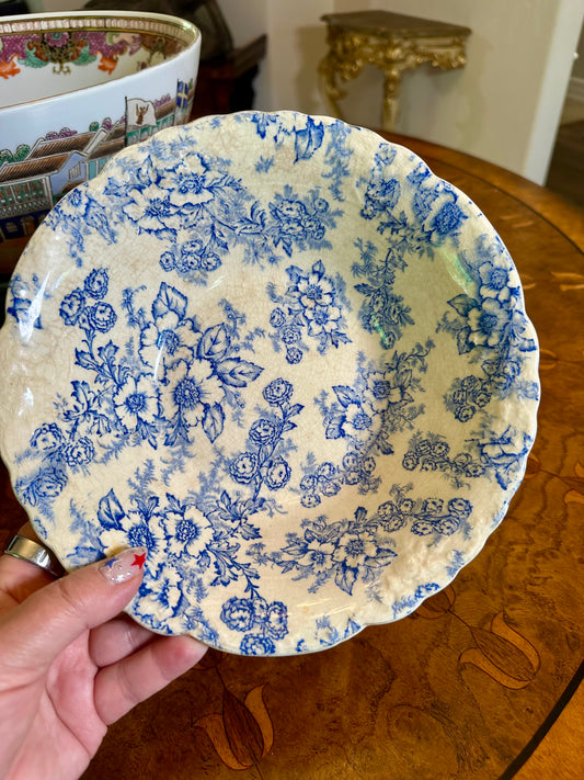 Taylor, Smith & Taylor “Dogwood” Blue Round Vegetable Bowl, c. 1940’s