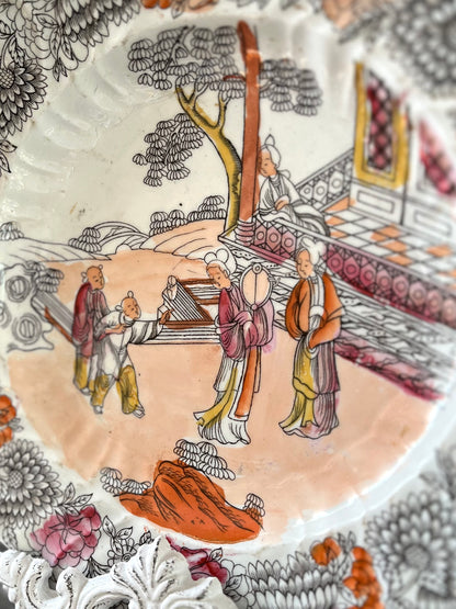 19th C. English Ironstone Chinoiserie Plate — Scalloped Rim, Continental-Style Crossed Mark” Early 1800’s Attributed to Mason’s