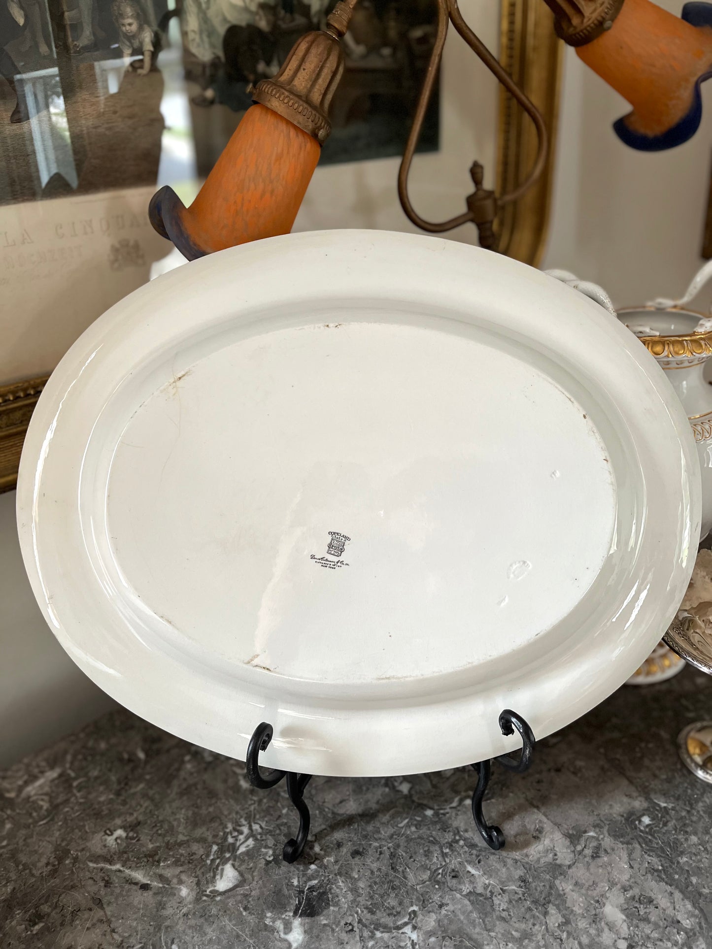 Large Antique Copeland England Platter Bespoke Pattern For Davis Collamore 5th Avenue - Circa 1911-1920’s