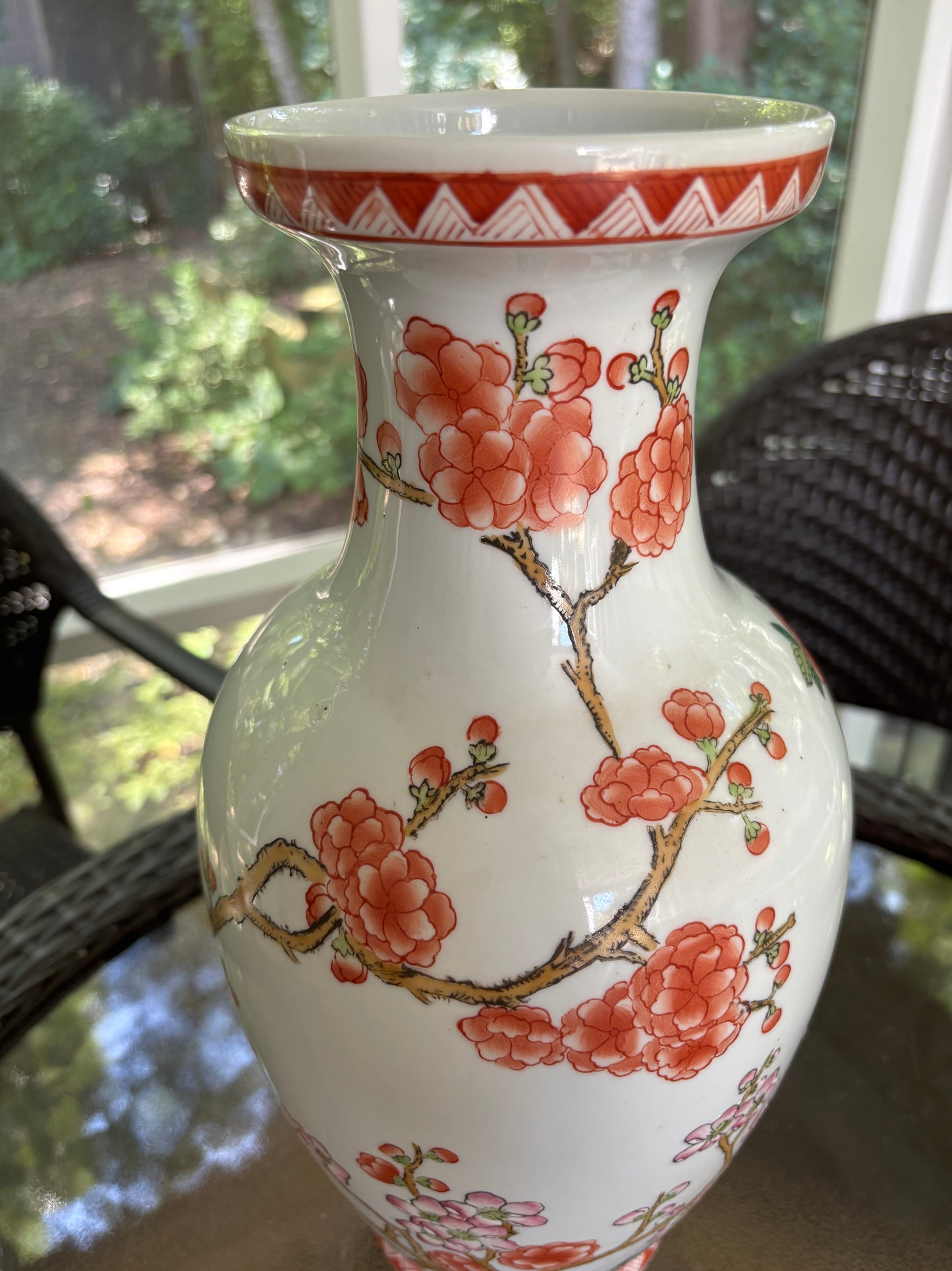 Beautiful 14.5” tall floral and bird vase!