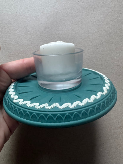 Candle holder with glass insert 4.74x3” Wedgwood