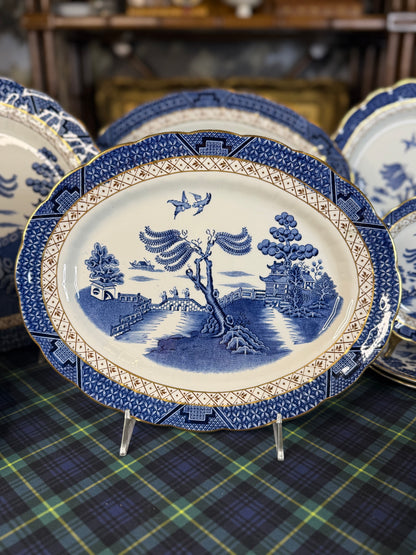 Vintage Booths Real Old Willow Oval Serving Platter | A8025 | 13.5” × 11” | English Transferware