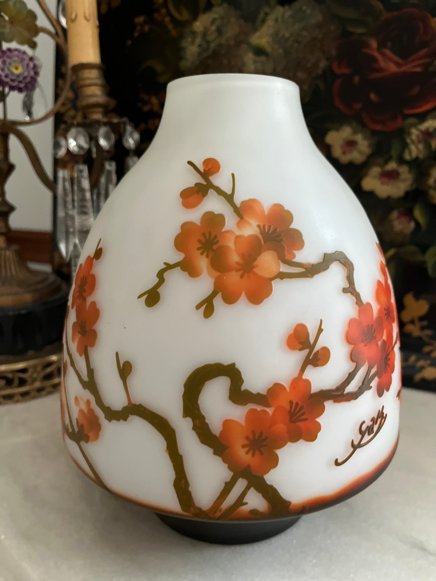 Stunning French Cameo Blossom Vase After Gallé