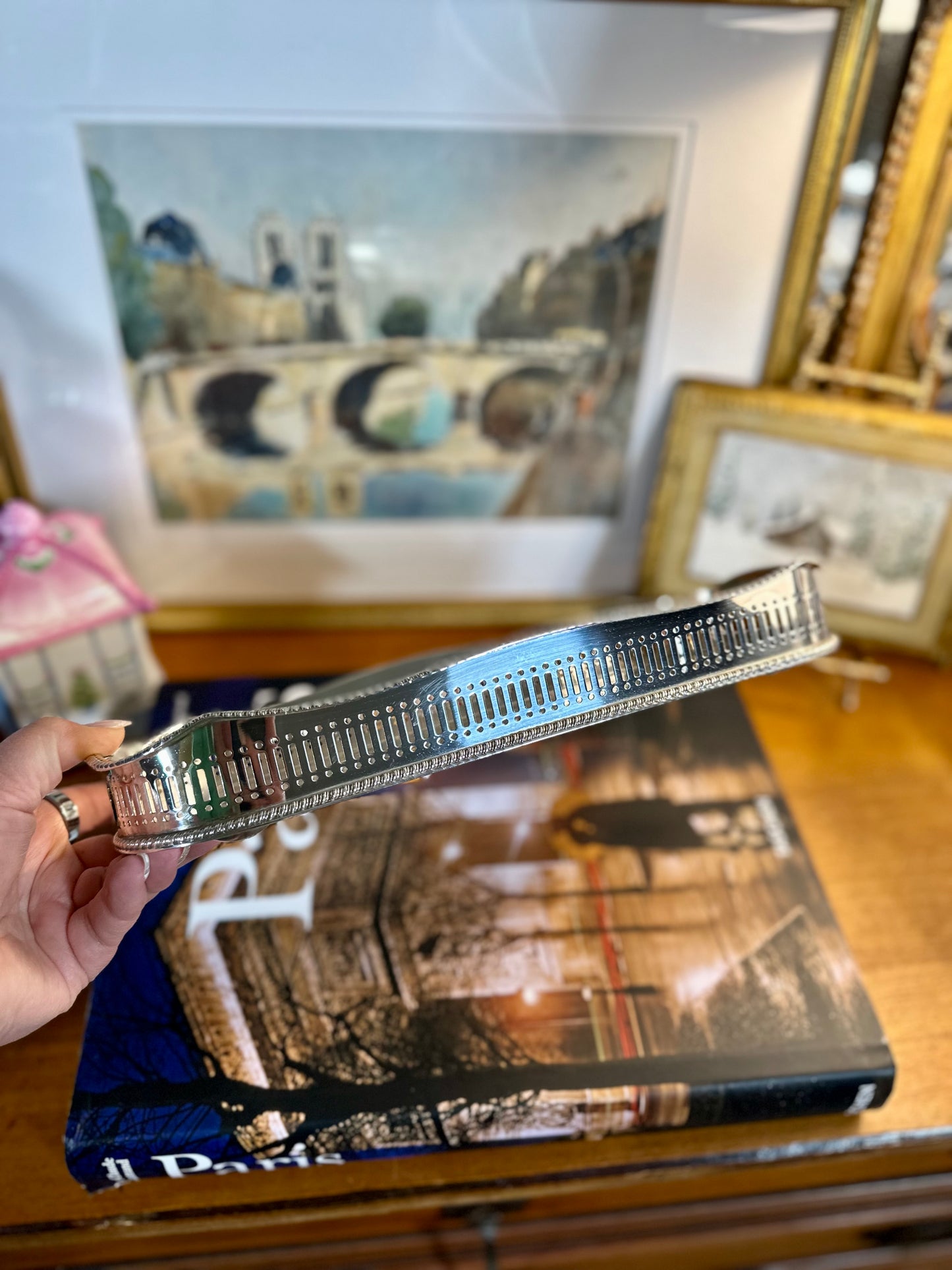 Sheffield Silver Plate on Copper Gallery Tray – England, 12"