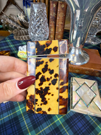 Antique Petite Tshell Calling Card Case | 3.5” × 2”