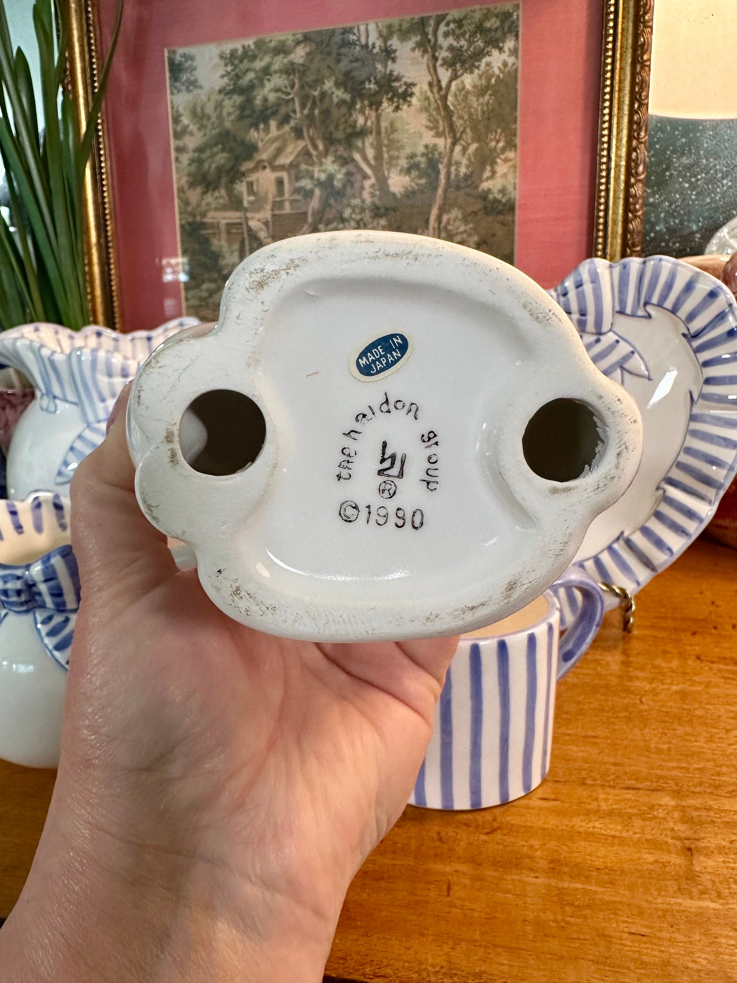 Vintage Haldon Group Bunny with Blue Ribbon | Japan, c. 1990