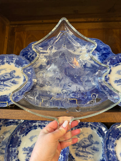 Vintage 14x12" Indiana Glass Christmas Tree Serving Tray