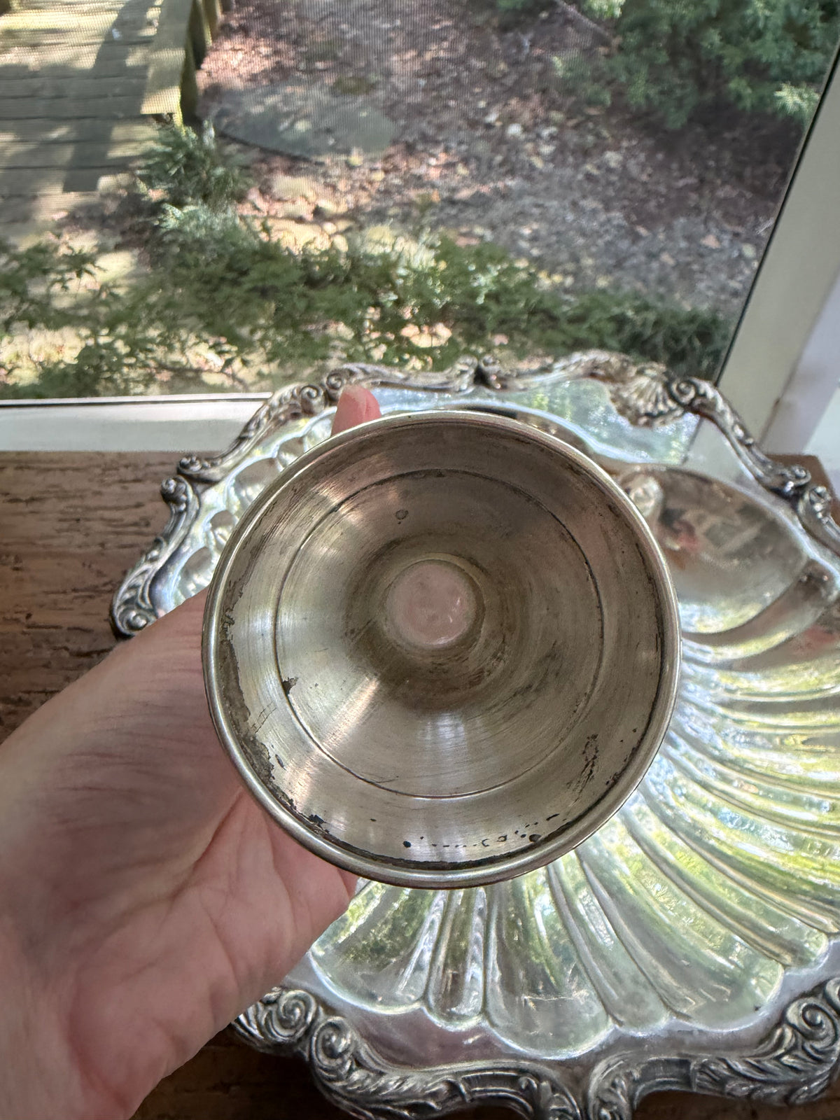 Sterling Webb bud vase with etched design and fluted rim!