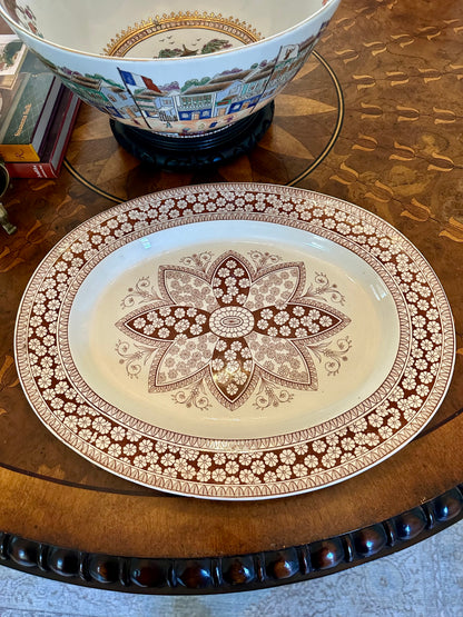 Antique Copeland Primrose Aesthetic Movement Brown Transferware Platter, c. 1883