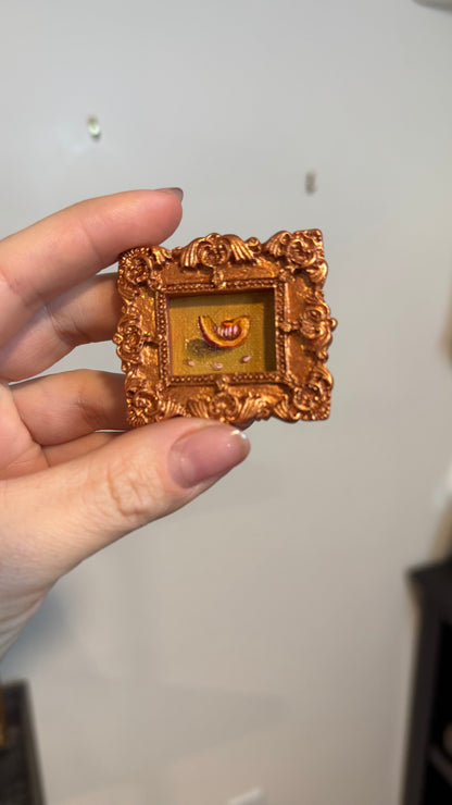 Fridge magnet original oil painting framed 2.25x2”