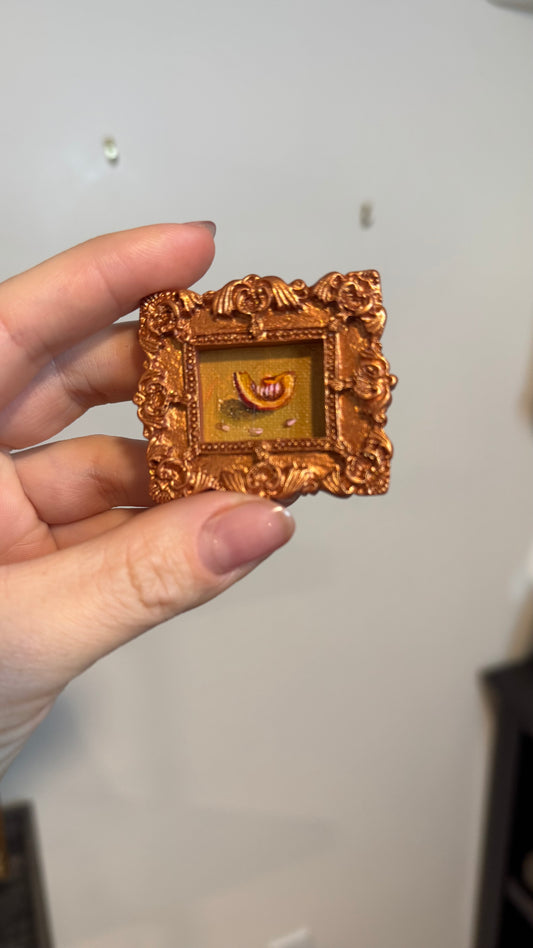 Fridge magnet original oil painting framed 2.25x2”