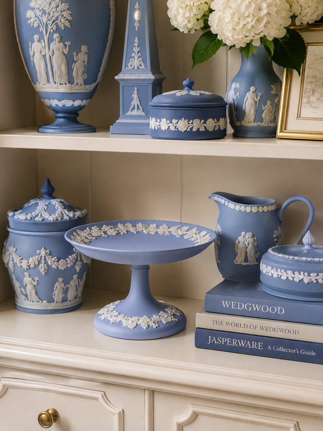 Wedgwood vintage jasper ware stand lavender blue and white
