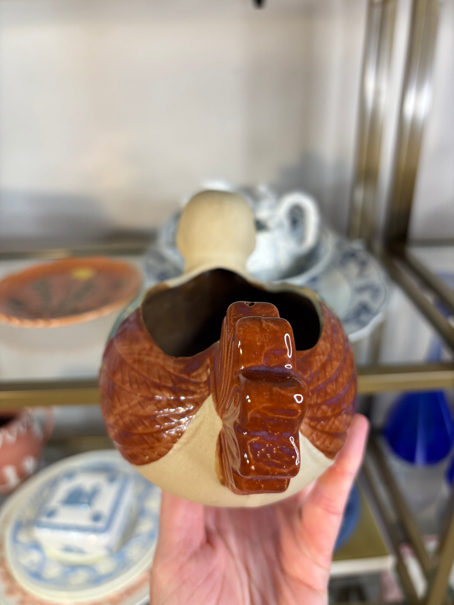 Lovely pottery duck planter!