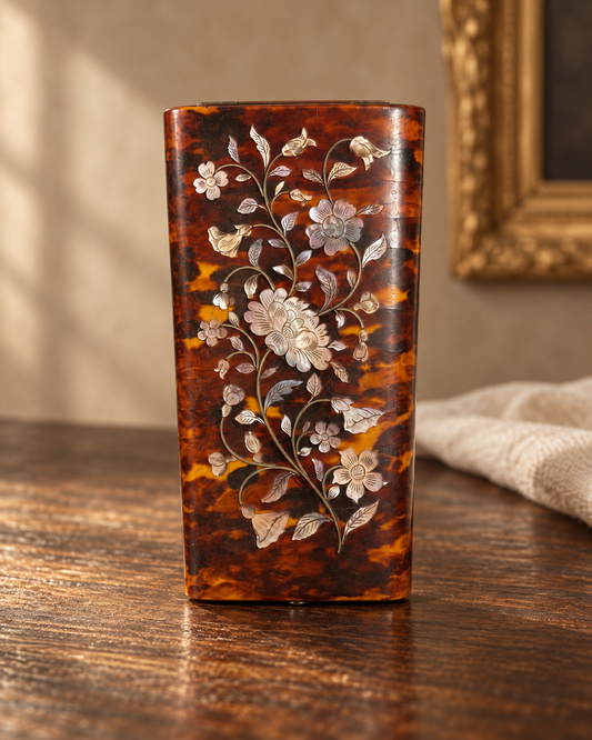 Antique Tortoiseshell Sewing Étui with Floral Inlay