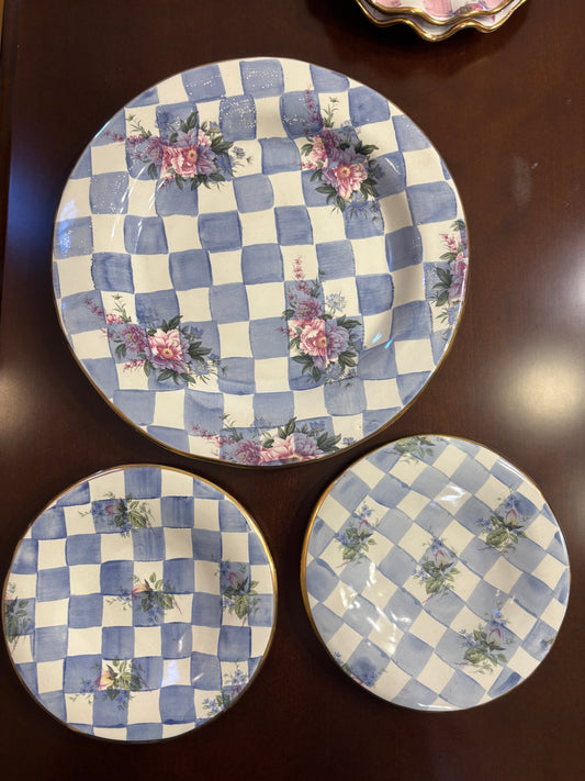 Vintage Mackenzie Childs set of 3 Morning Glory Plates!
