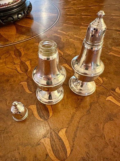 Vintage Empire Sterling Silver Weighted Salt & Pepper Shakers | No. 232 | Glass-Lined Pair