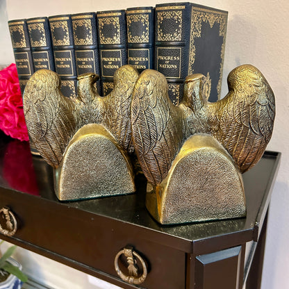 pair of handsome & heavy brass federalist eagle bookends