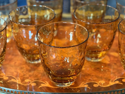 Set (12) Amber Bubble Glasses
