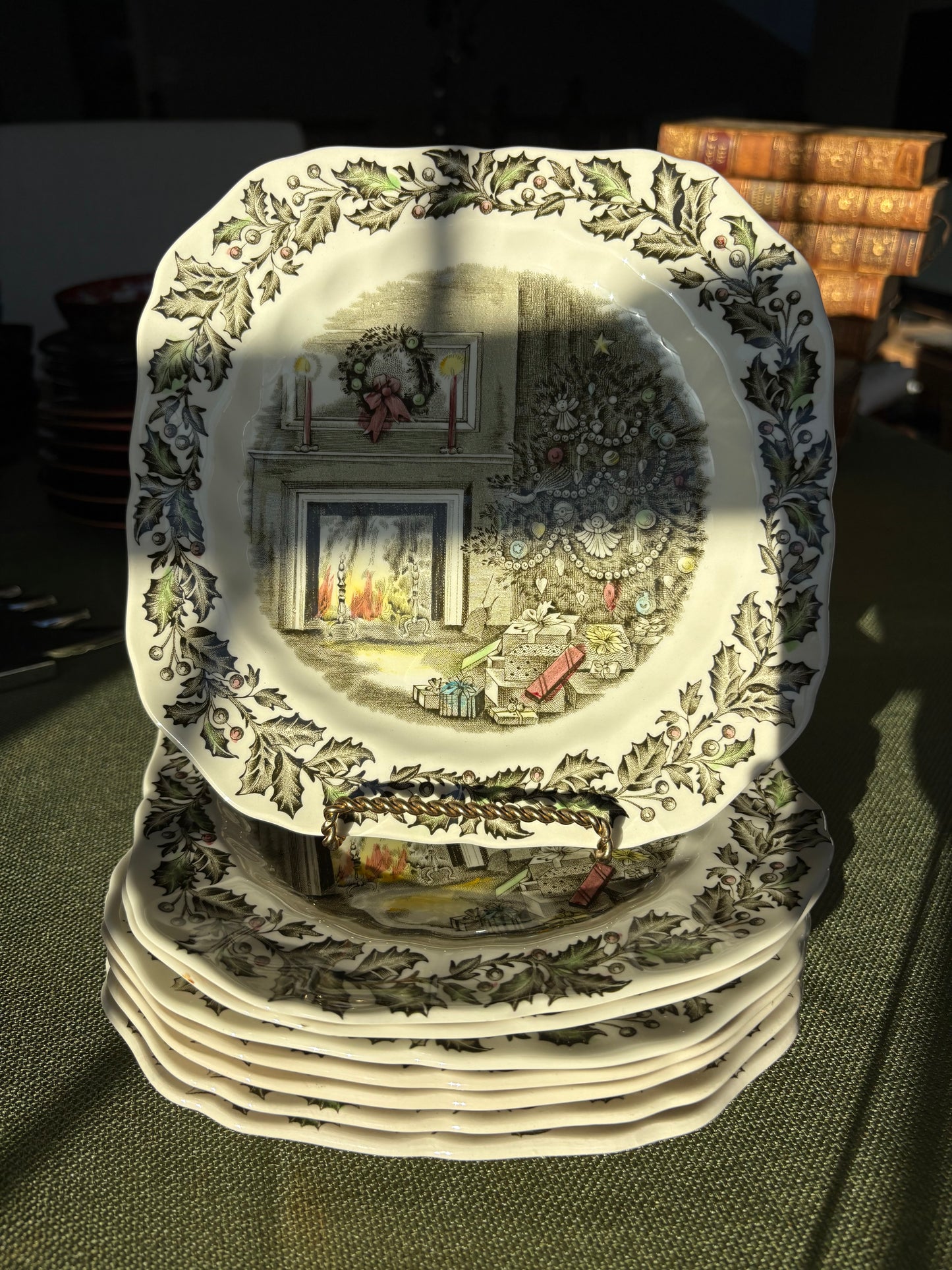 Live 12/2 For Maria Set (8) Johnson Brothers “Merry Christmas” Square Salad Plates