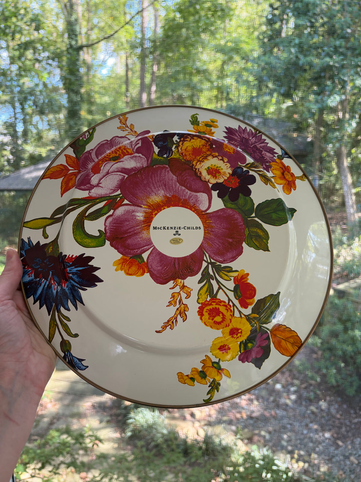 Lovely Mackenzie Childs enamel charger!