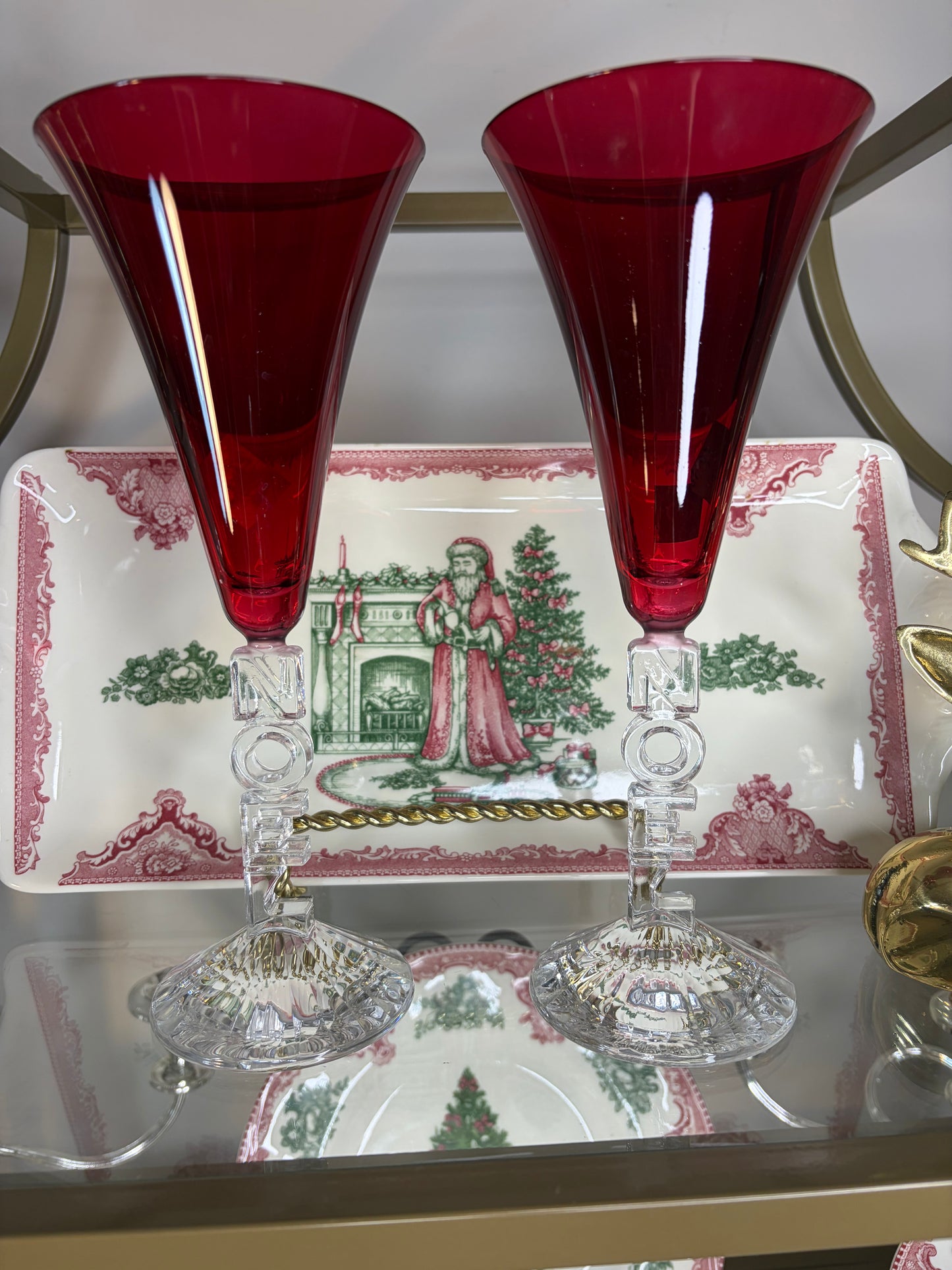 Noel Crystal flutes pair! With original box!