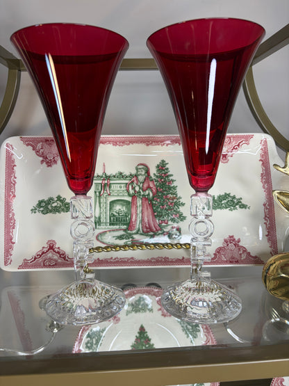 Noel Crystal flutes pair! With original box!