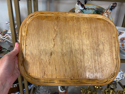 RESERVED - KIMCLOUD - Lovely capiz shell and rattan serving tray!