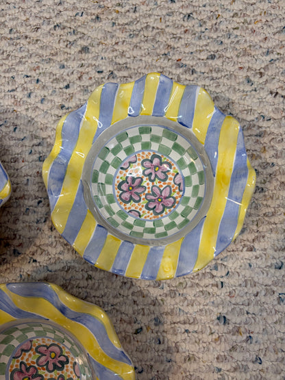 Mackenzie-Childs Myrtle fluted bowls set of 3!