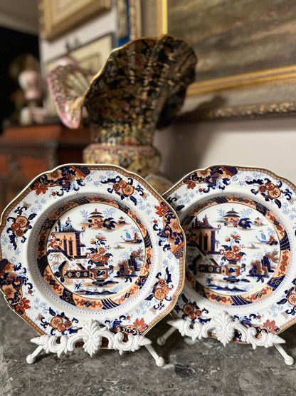 Antique 1800’s Pair Of Ridgeways ‘Penang’ Plates 10” Repairs Priced Accordingly
