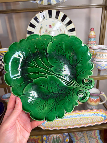 Antique majolica leaf plate!
