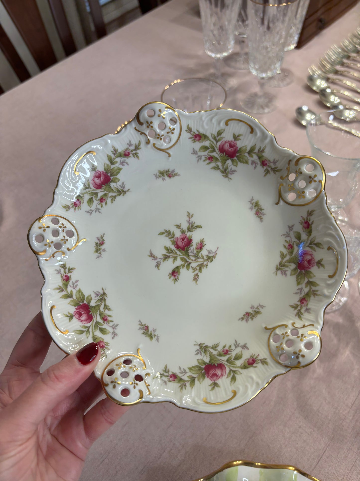 Beautiful Rosenthal Classic Rose pierced bon bon dish or shallow bowl!