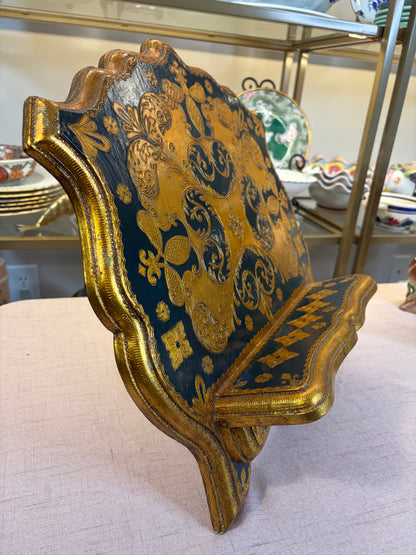 Stunning Florentine blue and gold book stand!